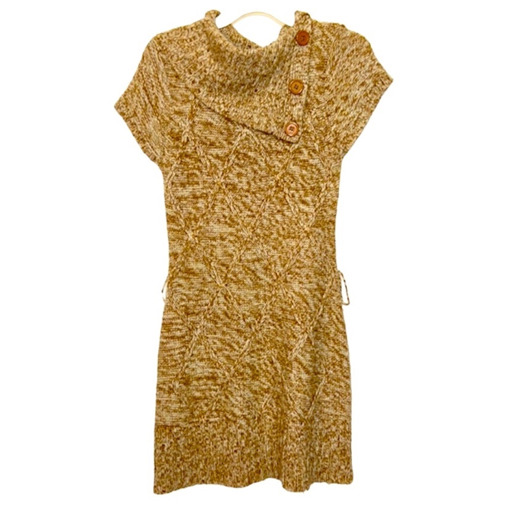 🌞 Sweater Project midi sweater-dress cap sleeves cowl neckline flap women size M